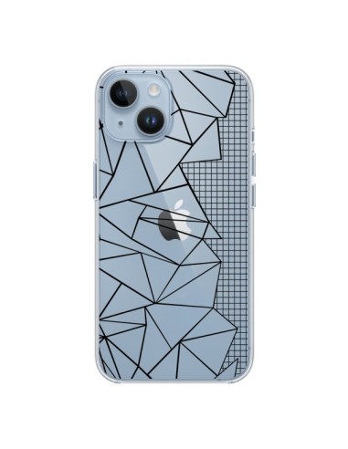 Cover iPhone 14 Linee Griglia Side Grid Astratto Nero Trasparente - Project M