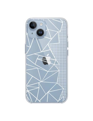 Cover iPhone 14 Linee Griglia Side Grid Astratto Bianco Trasparente - Project M