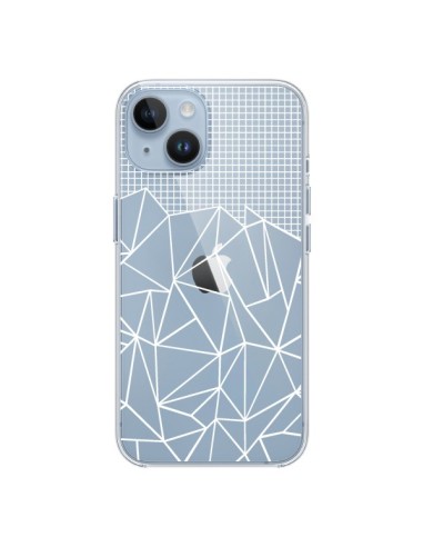 Cover iPhone 14 Linee Griglia Grid Astratto Bianco Trasparente - Project M