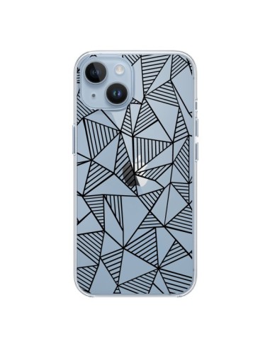 Cover iPhone 14 Linee Griglia Triangles Grid Astratto Nero Trasparente - Project M