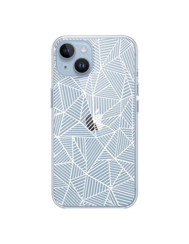 Cover iPhone 14 Linee Griglia Triangles Full Grid Astratto Bianco Trasparente - Project M