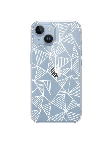 Cover iPhone 14 Linee Griglia Triangles Grid Astratto Bianco Trasparente - Project M