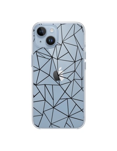 Coque iPhone 14 Lignes Triangles Grid Abstract Noir Transparente - Project M