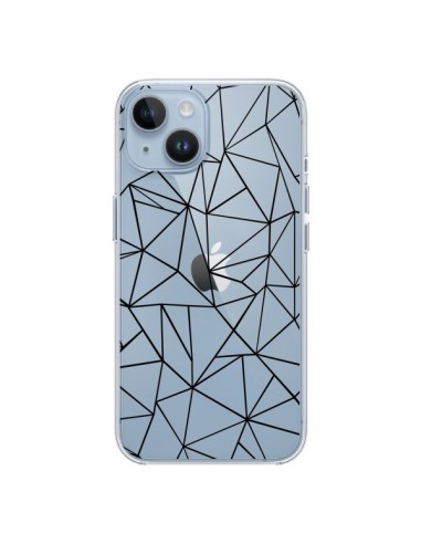 Cover iPhone 14 Linee Triangoli Grid Astratto Nero Trasparente - Project M