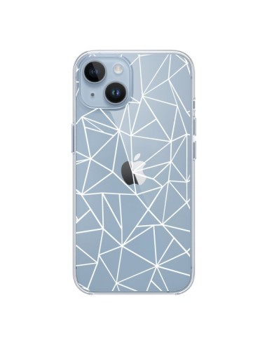 Cover iPhone 14 Linee Triangoli Grid Astratto Bianco Trasparente - Project M