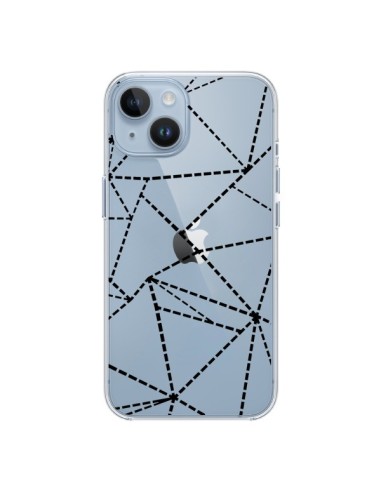 Coque iPhone 14 Lignes Points Abstract Noir Transparente - Project M