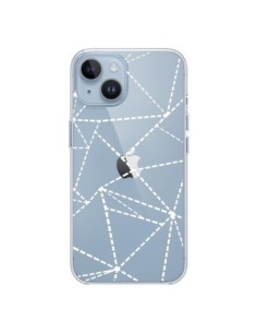 Cover iPhone 14 Linee Punti Astratto Bianco Trasparente -...