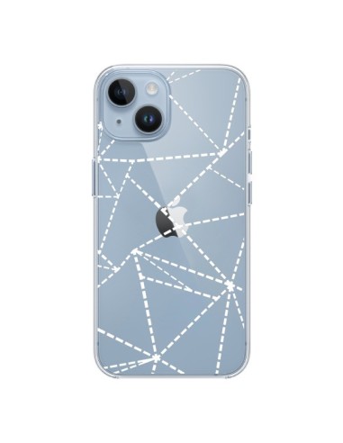 Cover iPhone 14 Linee Punti Astratto Bianco Trasparente - Project M