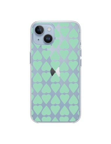 iPhone 14 case Heart Green Mint Clear - Project M