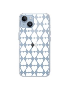 Coque iPhone 14 Coeurs Heart Blanc Transparente - Project M