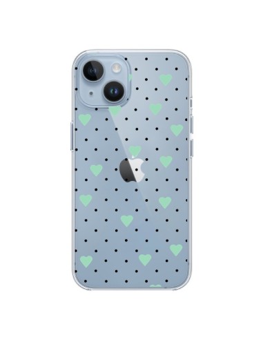 iPhone 14 case Points Hearts Green Mint Clear - Project M