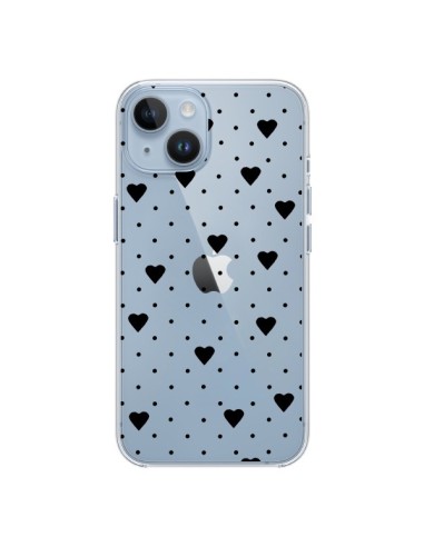 Cover iPhone 14 Punti Cuori Nero Trasparente - Project M