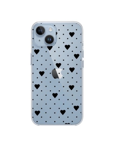 iPhone 14 case Points Hearts Black Clear - Project M