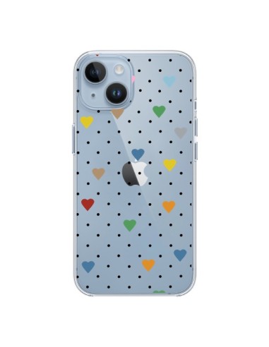 Coque iPhone 14 Point Coeur Coloré Pin Point Heart Transparente - Project M
