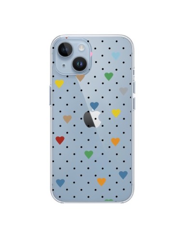 Cover iPhone 14 Punti Cuori Colorato Trasparente - Project M