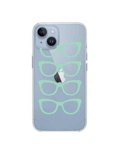 Coque iPhone 14 Sunglasses Lunettes Soleil Mint Bleu Vert Transparente - Project M
