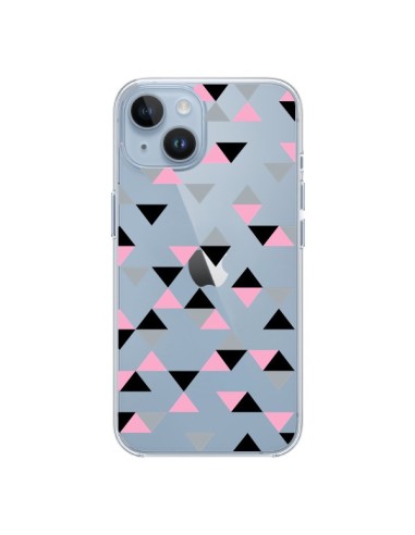 Cover iPhone 14 Triangoli Rosa Nero Trasparente - Project M