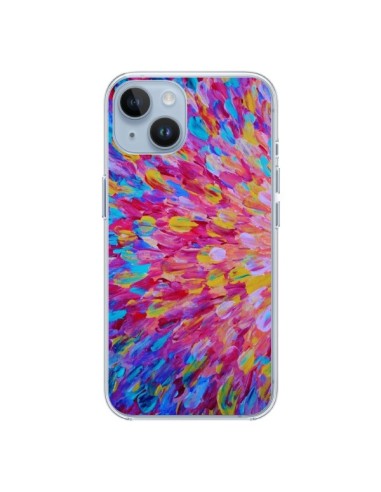 Coque iPhone 14 Fleurs Bleues Roses Splash - Ebi Emporium