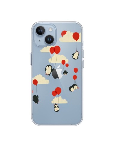 Coque iPhone 14 Pingouin Ciel Ballons Transparente - Jay Fleck