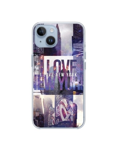 Coque iPhone 14 I love New Yorck City violet - Javier Martinez