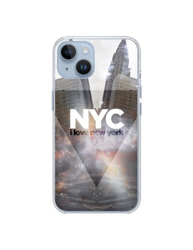 Coque iPhone 14 I Love New York City Gris - Javier Martinez