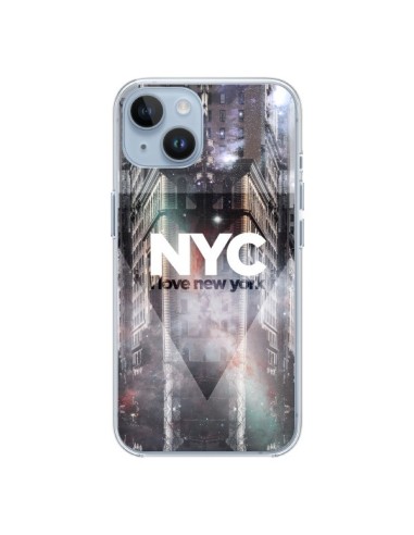 Coque iPhone 14 I Love New York City Violet - Javier Martinez
