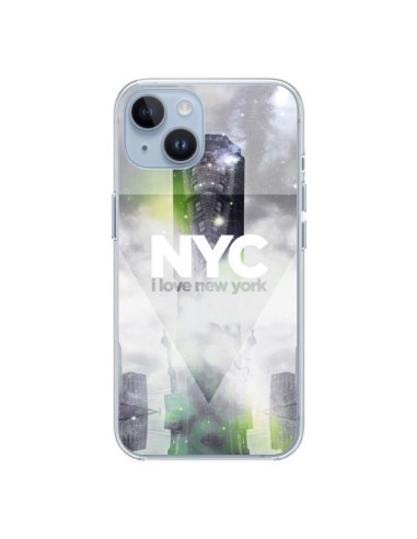 Coque iPhone 14 I Love New York City Gris Vert - Javier Martinez