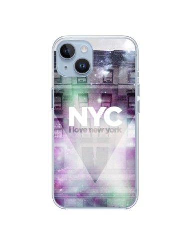Coque iPhone 14 I Love New York City Violet Vert - Javier Martinez