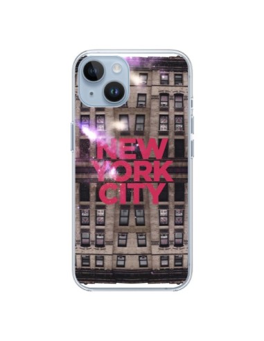 Coque iPhone 14 New York City Buildings Rouge - Javier Martinez
