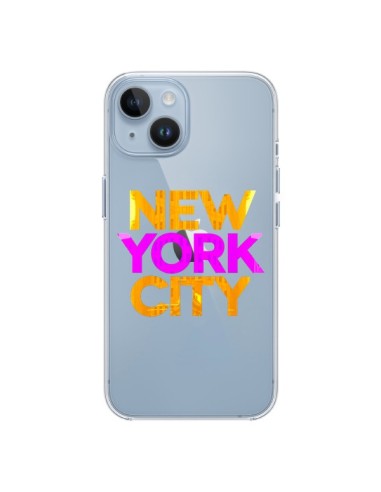 iPhone 14 case New York City NYC Orange Pink Clear - Javier Martinez