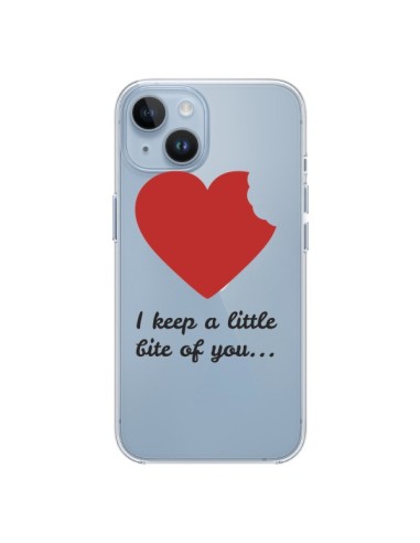 Cover iPhone 14 I keep a little bite of you Amore Heart Amour Trasparente - Julien Martinez