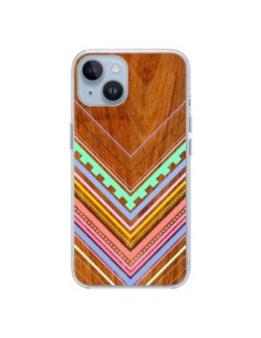 Coque iPhone 14 Azteque Arbutus Pastel Bois Aztec Tribal...