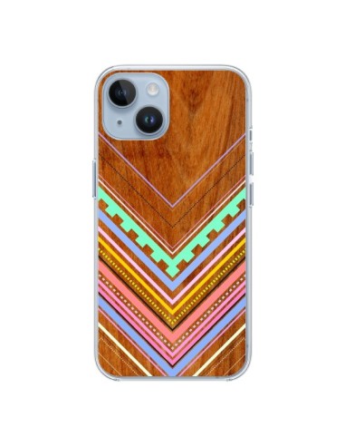 Coque iPhone 14 Azteque Arbutus Pastel Bois Aztec Tribal - Jenny Mhairi