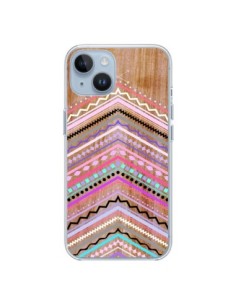Coque iPhone 14 Purple Chevron Wild Wood Bois Azteque...