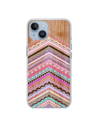 Coque iPhone 14 Purple Chevron Wild Wood Bois Azteque Aztec Tribal - Jenny Mhairi