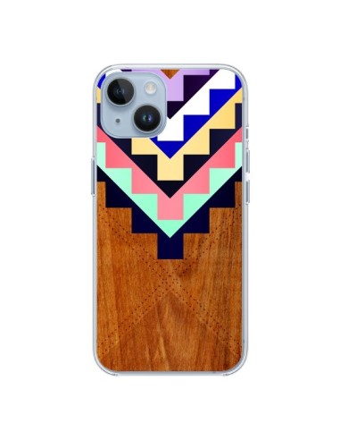 Coque iPhone 14 Wooden Tribal Bois Azteque Aztec Tribal - Jenny Mhairi