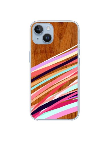 Coque iPhone 14 Wooden Waves Coral Bois Azteque Aztec Tribal - Jenny Mhairi