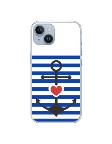 Coque iPhone 14 Mariniere Encre Marin Coeur - Jonathan Perez