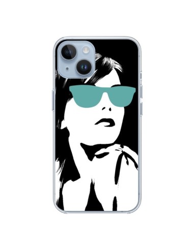 Coque iPhone 14 Fille Lunettes Bleues - Jonathan Perez