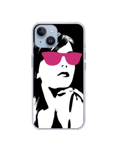 Coque iPhone 14 Fille Lunettes Roses - Jonathan Perez