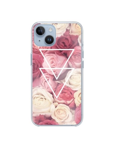 iPhone 14 case Pink Triangles Flowers - Jonathan Perez
