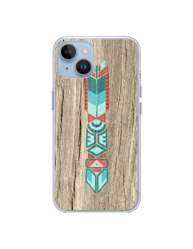 Coque iPhone 14 Totem Tribal Azteque Bois Wood - Jonathan Perez