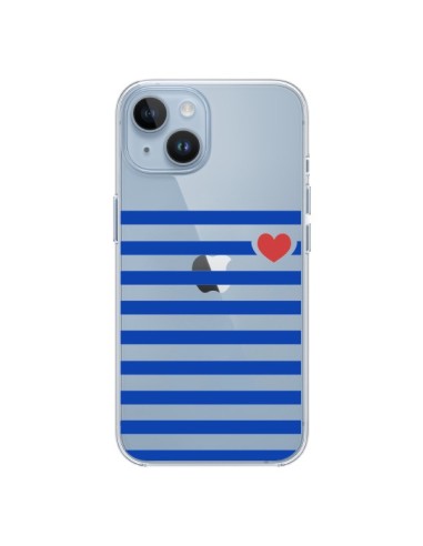 Coque iPhone 14 Mariniere Coeur Love Transparente - Jonathan Perez