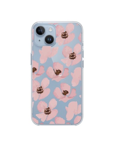 Cover iPhone 14 Fiori Rosa Trasparente - Dricia Do