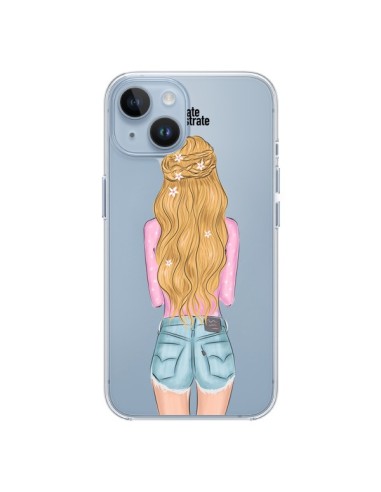 Coque iPhone 14 Blonde Don't Care Transparente - kateillustrate