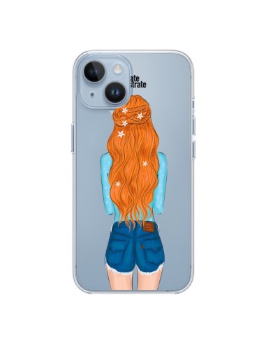 Coque iPhone 14 Red Hair Don't Care Rousse Transparente - kateillustrate