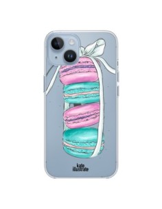 Coque iPhone 14 Macarons Pink Mint Rose Transparente -...