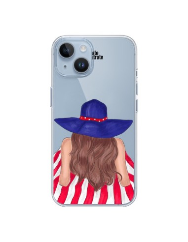 Coque iPhone 14 Beah Girl Fille Plage Transparente - kateillustrate