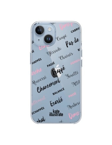 Coque iPhone 14 Ballerina Ballerine Mots Transparente - kateillustrate