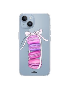 Cover iPhone 14 Macarons Rosa Viola Trasparente -...